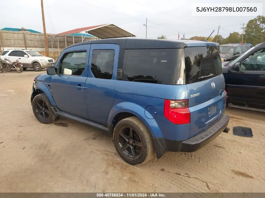 2008 Honda Element Ex VIN: 5J6YH28798L007560 Lot: 40756534