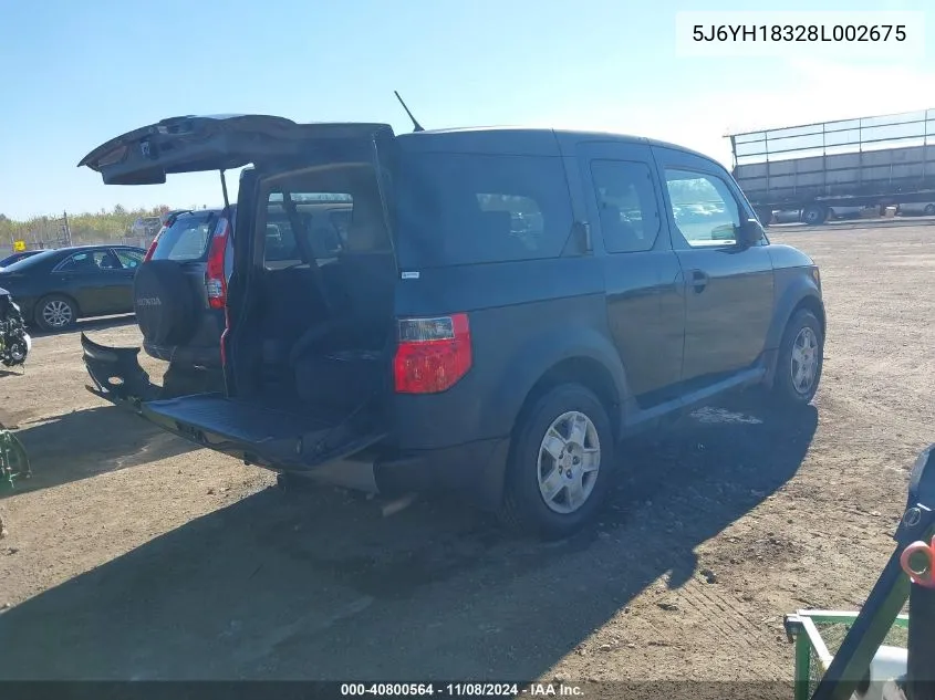 2008 Honda Element Lx VIN: 5J6YH18328L002675 Lot: 40800564