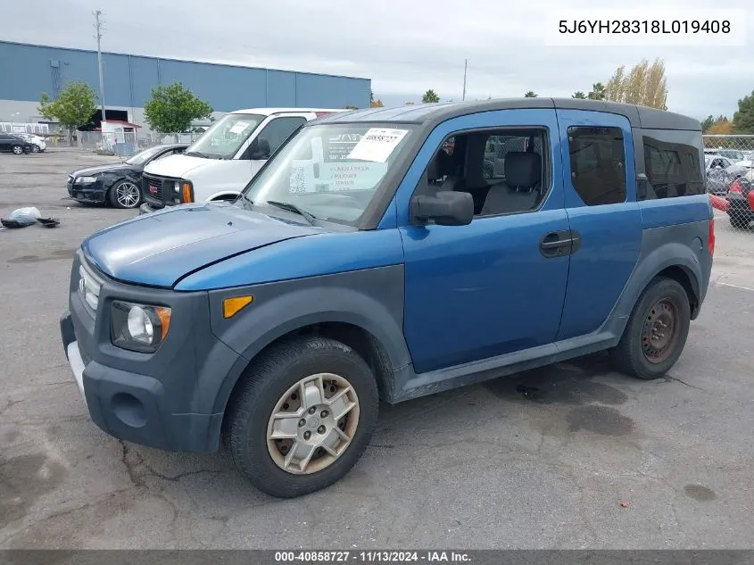 2008 Honda Element Lx VIN: 5J6YH28318L019408 Lot: 40858727