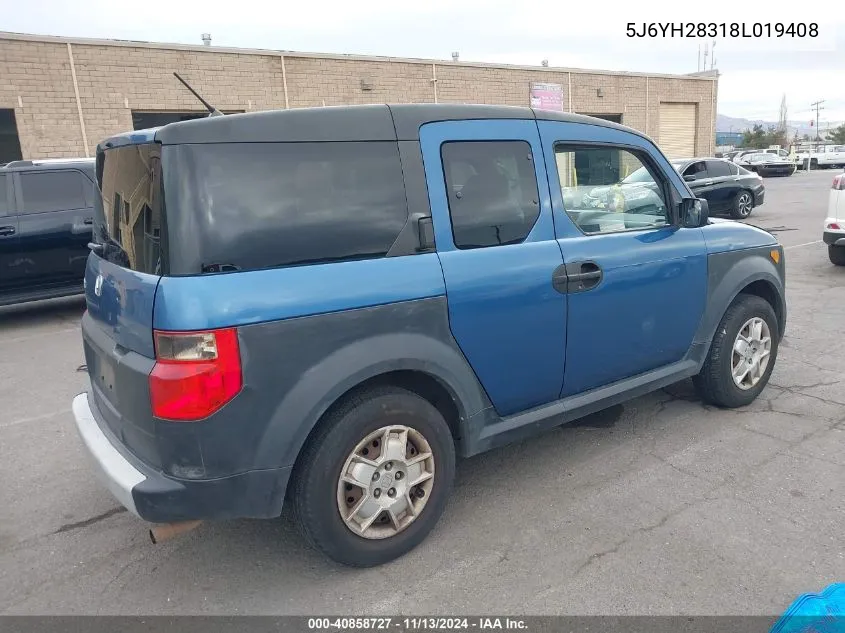 2008 Honda Element Lx VIN: 5J6YH28318L019408 Lot: 40858727