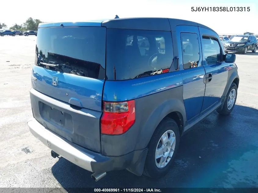 2008 Honda Element Lx VIN: 5J6YH18358L013315 Lot: 40869961