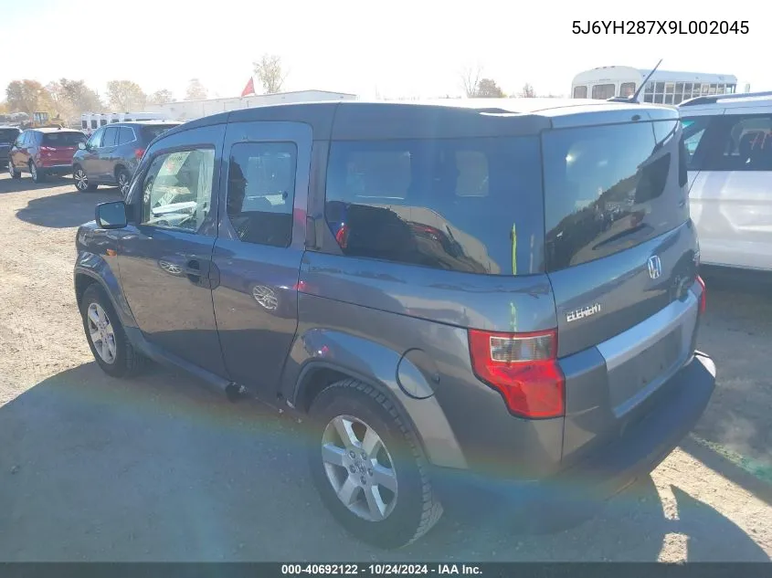 2009 Honda Element Ex VIN: 5J6YH287X9L002045 Lot: 40692122