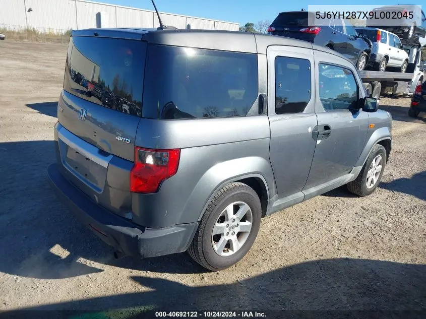 2009 Honda Element Ex VIN: 5J6YH287X9L002045 Lot: 40692122