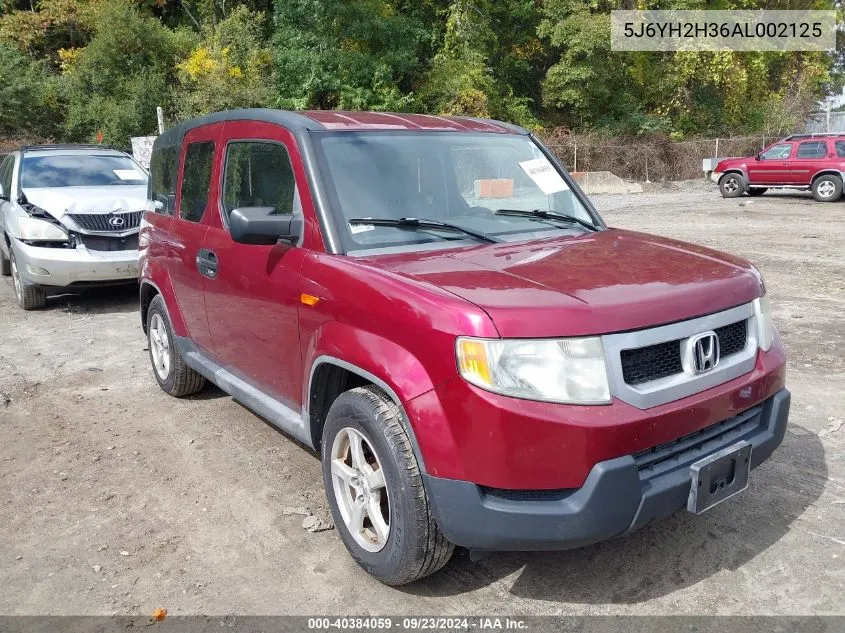 2010 Honda Element Lx VIN: 5J6YH2H36AL002125 Lot: 40384059