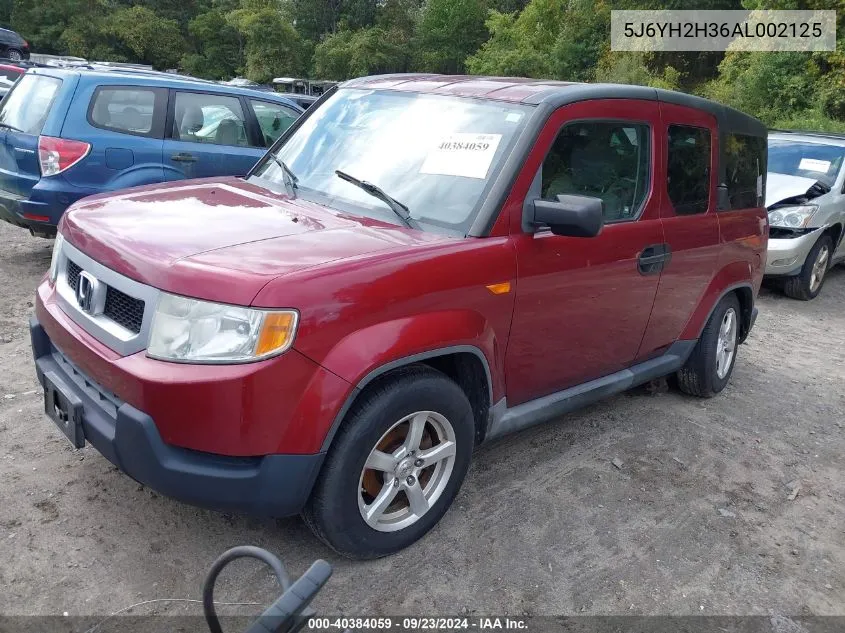 2010 Honda Element Lx VIN: 5J6YH2H36AL002125 Lot: 40384059