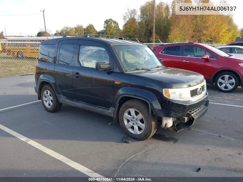 2010 Honda Element Ex VIN: 5J6YH1H74AL006137 Lot: 40758641