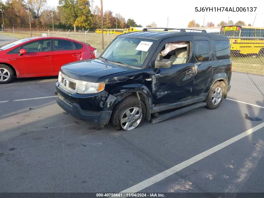 2010 Honda Element Ex VIN: 5J6YH1H74AL006137 Lot: 40758641