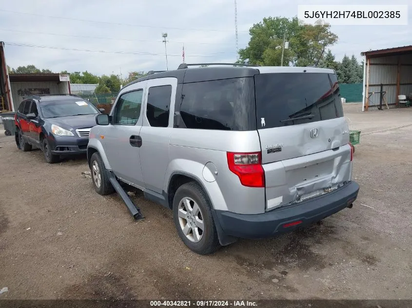 2011 Honda Element Ex VIN: 5J6YH2H74BL002385 Lot: 40342821