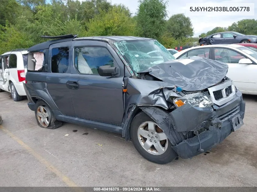 2011 Honda Element Lx VIN: 5J6YH2H33BL006778 Lot: 40416375