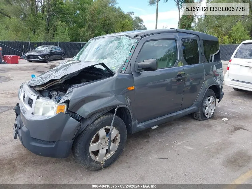 2011 Honda Element Lx VIN: 5J6YH2H33BL006778 Lot: 40416375