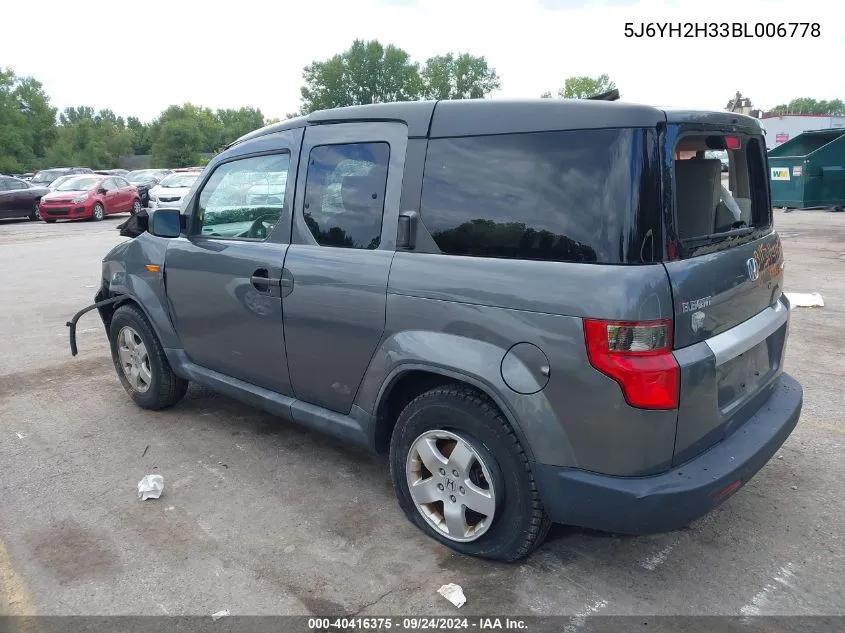 2011 Honda Element Lx VIN: 5J6YH2H33BL006778 Lot: 40416375