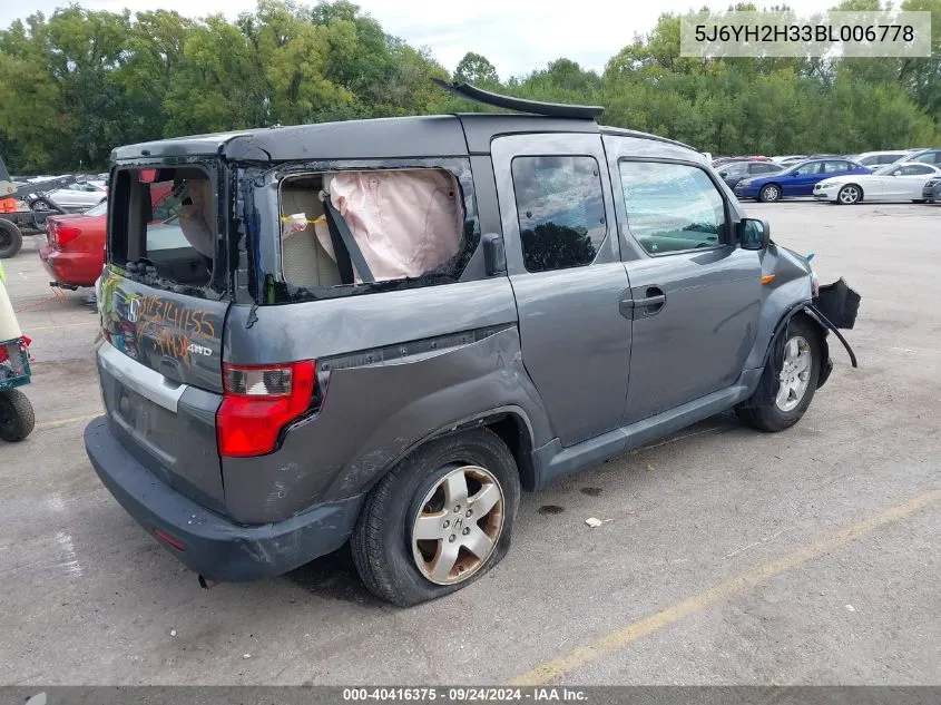 2011 Honda Element Lx VIN: 5J6YH2H33BL006778 Lot: 40416375