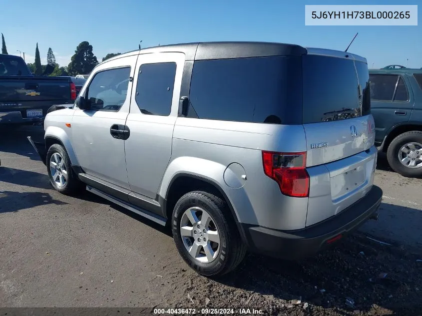 2011 Honda Element Ex VIN: 5J6YH1H73BL000265 Lot: 40436472