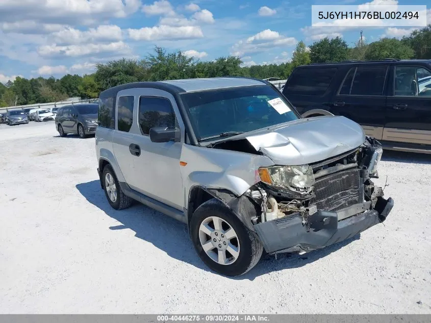 2011 Honda Element Ex VIN: 5J6YH1H76BL002494 Lot: 40446275