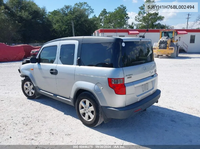 2011 Honda Element Ex VIN: 5J6YH1H76BL002494 Lot: 40446275