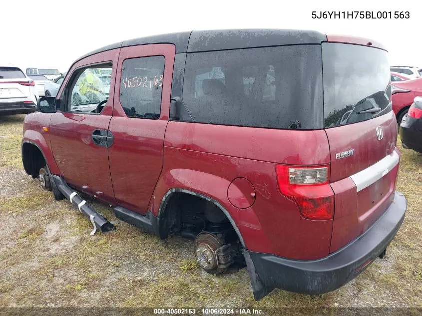 2011 Honda Element Ex VIN: 5J6YH1H75BL001563 Lot: 40502163