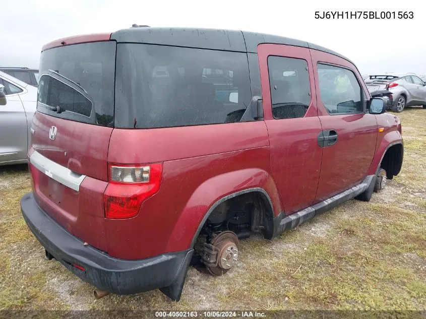 2011 Honda Element Ex VIN: 5J6YH1H75BL001563 Lot: 40502163