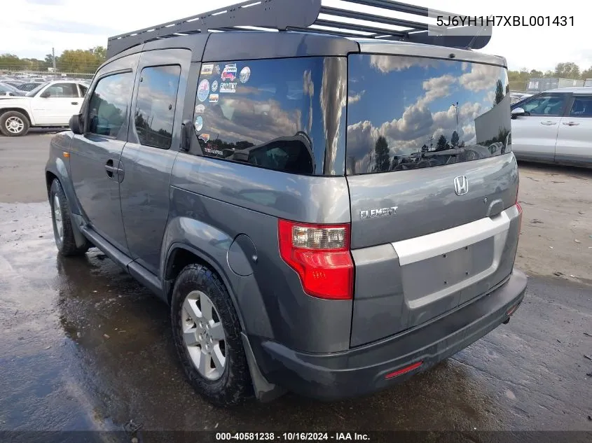 2011 Honda Element Ex VIN: 5J6YH1H7XBL001431 Lot: 40581238