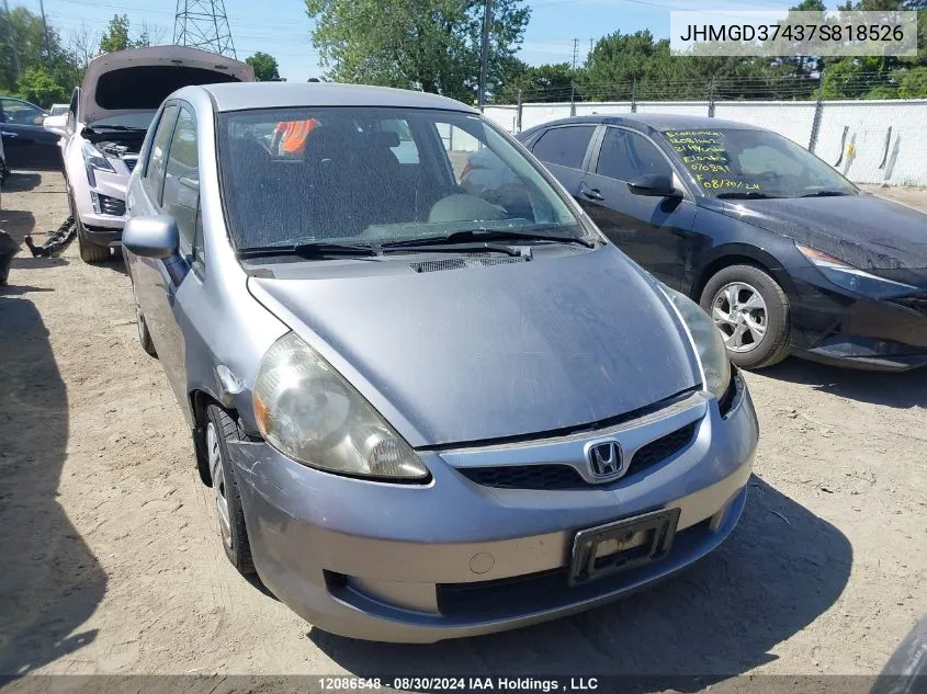 2007 Honda Fit VIN: JHMGD37437S818526 Lot: 12086548