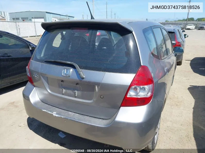 2007 Honda Fit VIN: JHMGD37437S818526 Lot: 12086548