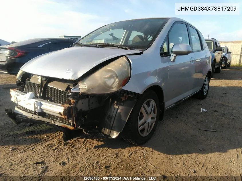 2007 Honda Fit VIN: JHMGD384X7S817209 Lot: 12096460