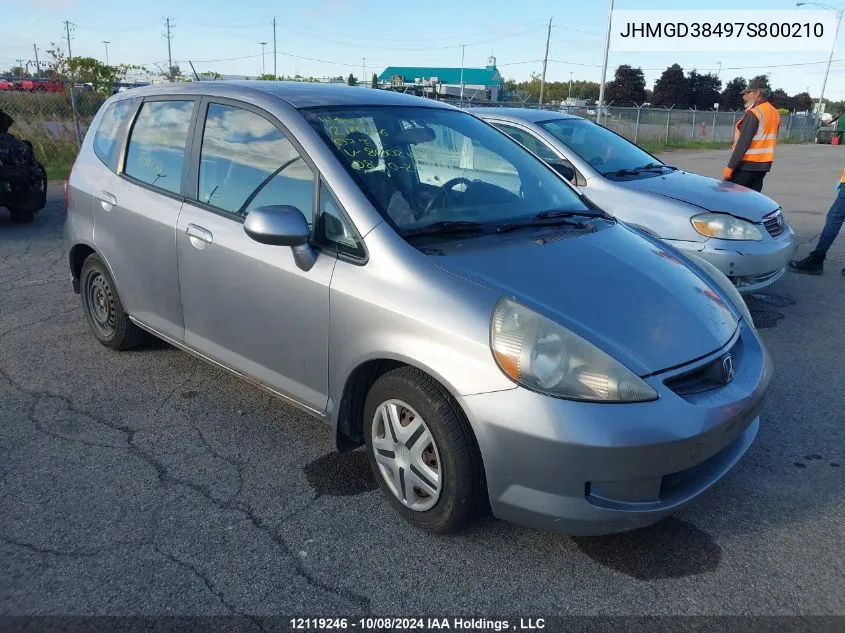 2007 Honda Fit VIN: JHMGD38497S800210 Lot: 12119246