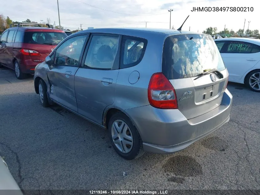 2007 Honda Fit VIN: JHMGD38497S800210 Lot: 12119246