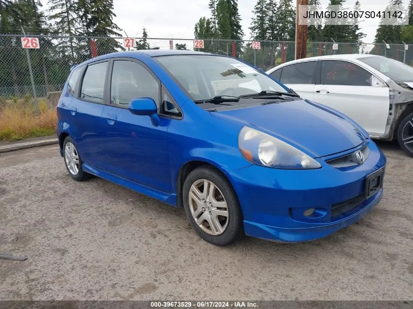 2007 Honda Fit Sport VIN: JHMGD38607S041142 Lot: 39673529