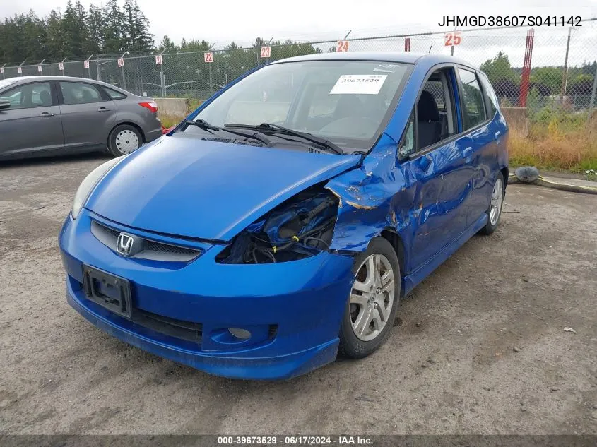 2007 Honda Fit Sport VIN: JHMGD38607S041142 Lot: 39673529