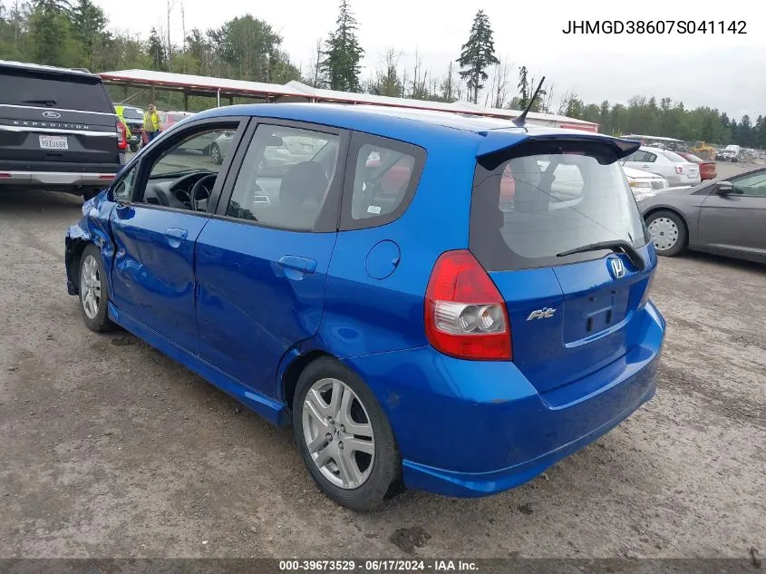 2007 Honda Fit Sport VIN: JHMGD38607S041142 Lot: 39673529