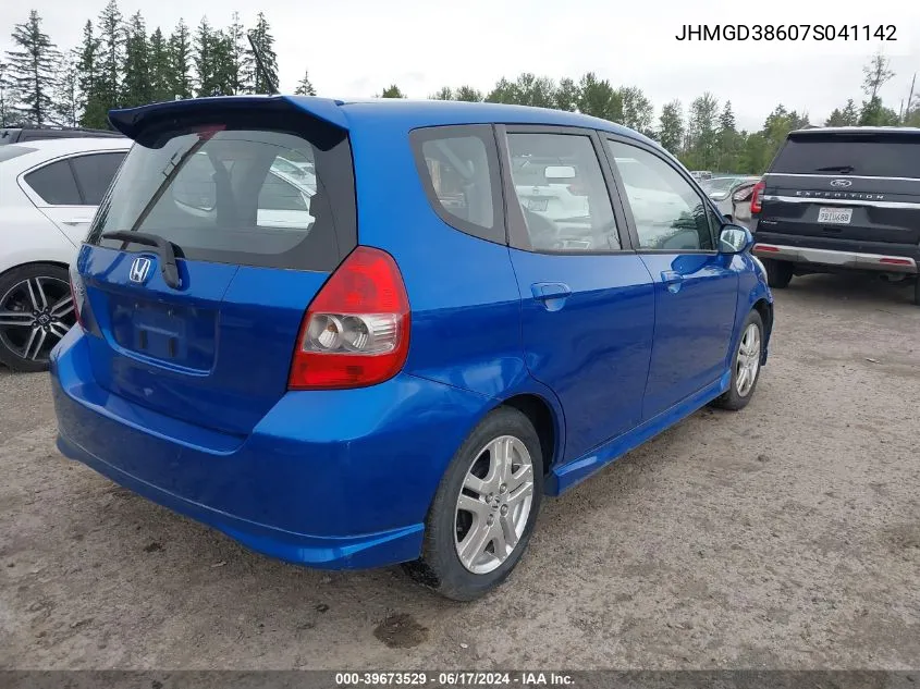 2007 Honda Fit Sport VIN: JHMGD38607S041142 Lot: 39673529