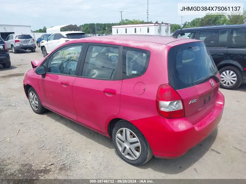 JHMGD384X7S061137 2007 Honda Fit