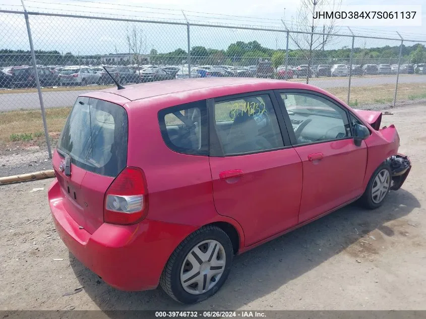 JHMGD384X7S061137 2007 Honda Fit