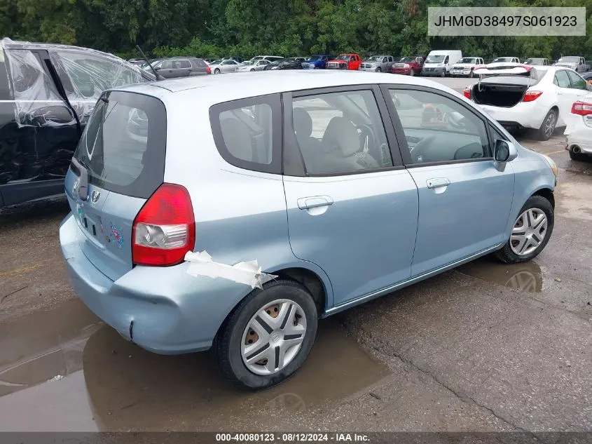 2007 Honda Fit VIN: JHMGD38497S061923 Lot: 40080123