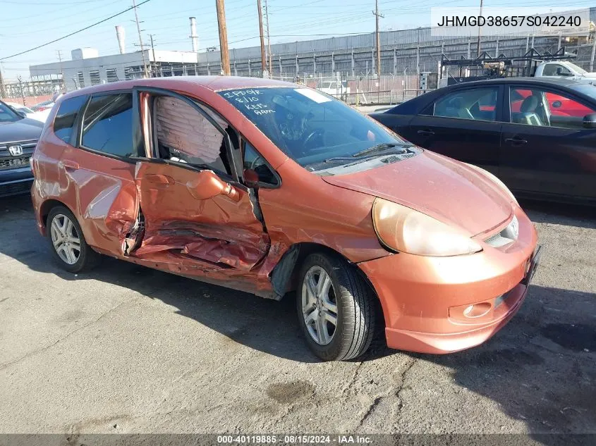 JHMGD38657S042240 2007 Honda Fit Sport