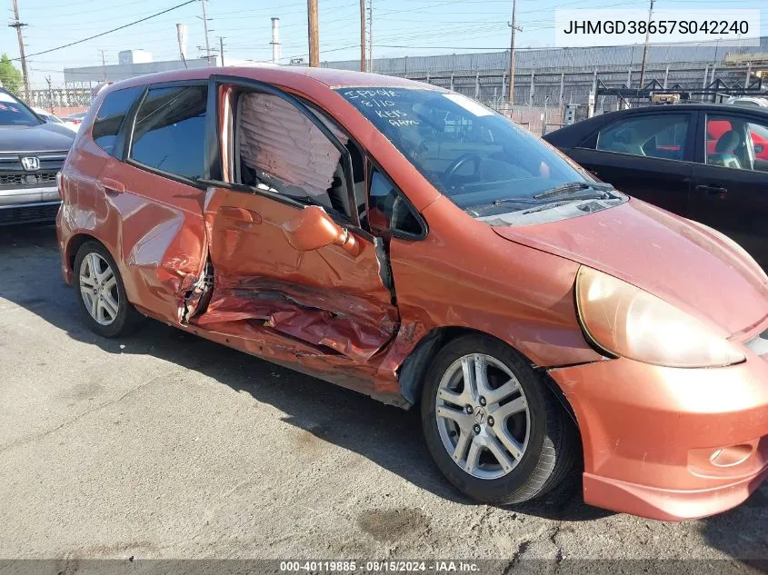 JHMGD38657S042240 2007 Honda Fit Sport