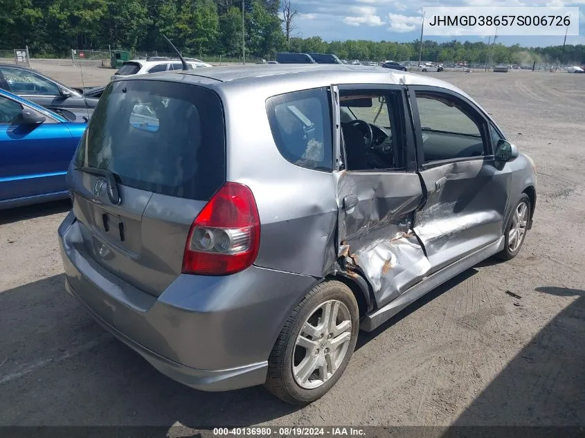 JHMGD38657S006726 2007 Honda Fit Sport