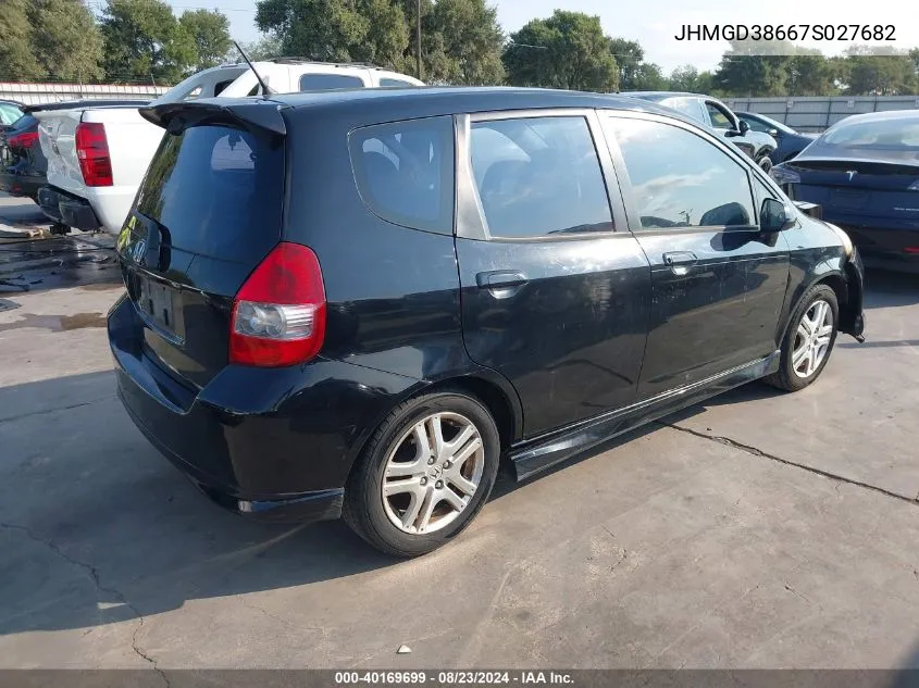 2007 Honda Fit Sport VIN: JHMGD38667S027682 Lot: 40169699