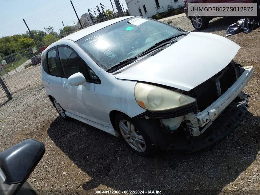 2007 Honda Fit Sport VIN: JHMGD38627S012872 Lot: 40172968