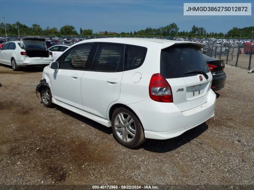 2007 Honda Fit Sport VIN: JHMGD38627S012872 Lot: 40172968