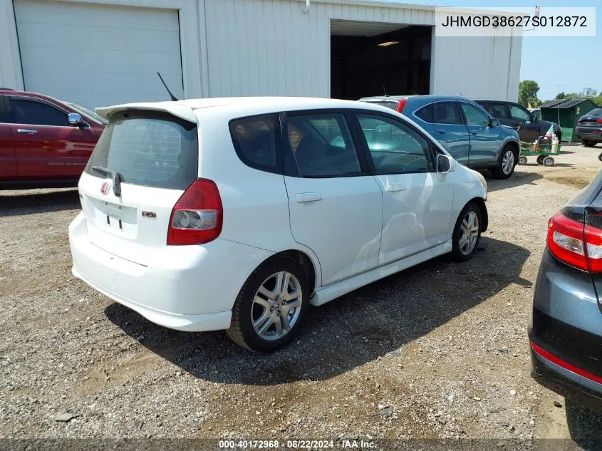 2007 Honda Fit Sport VIN: JHMGD38627S012872 Lot: 40172968