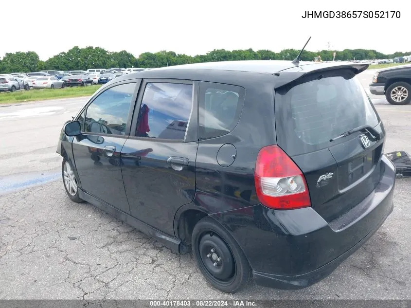 JHMGD38657S052170 2007 Honda Fit Sport