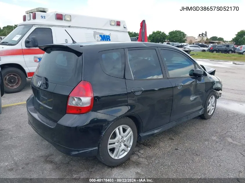 JHMGD38657S052170 2007 Honda Fit Sport