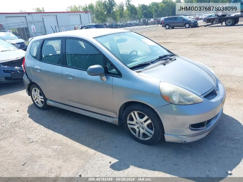 JHMGD37687S038099 2007 Honda Fit Sport