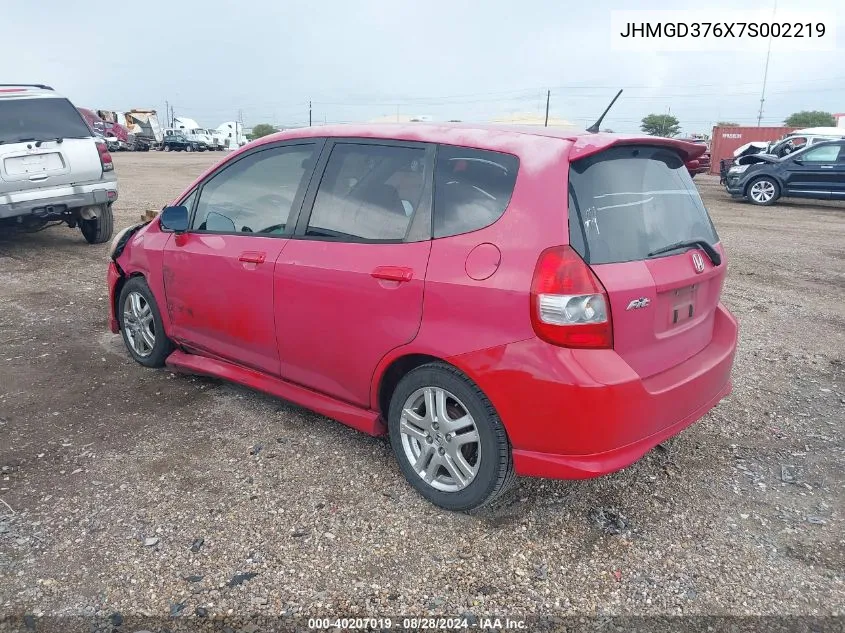 2007 Honda Fit Sport VIN: JHMGD376X7S002219 Lot: 40207019