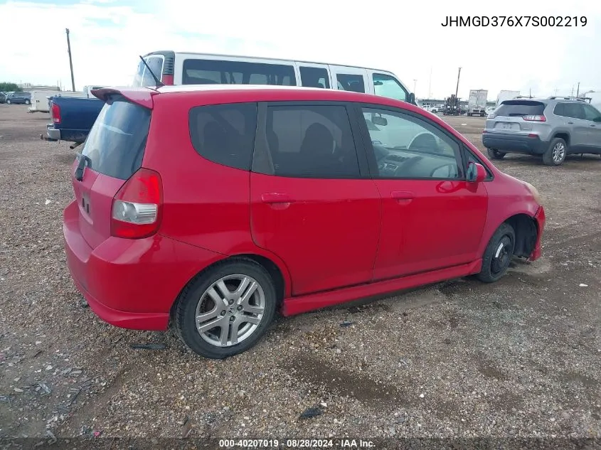 JHMGD376X7S002219 2007 Honda Fit Sport