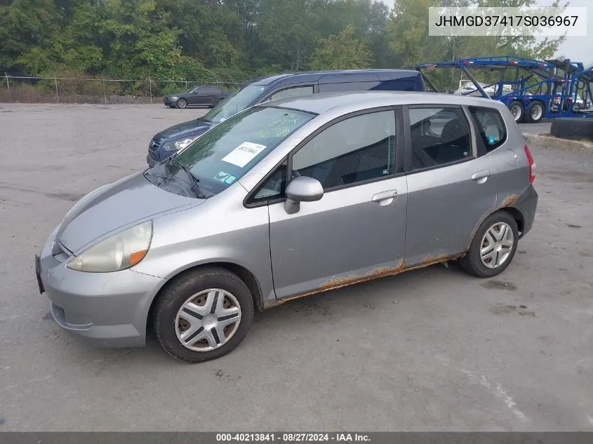 2007 Honda Fit VIN: JHMGD37417S036967 Lot: 40213841