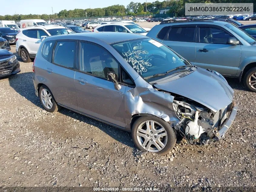 2007 Honda Fit Sport VIN: JHMGD38657S022246 Lot: 40245930