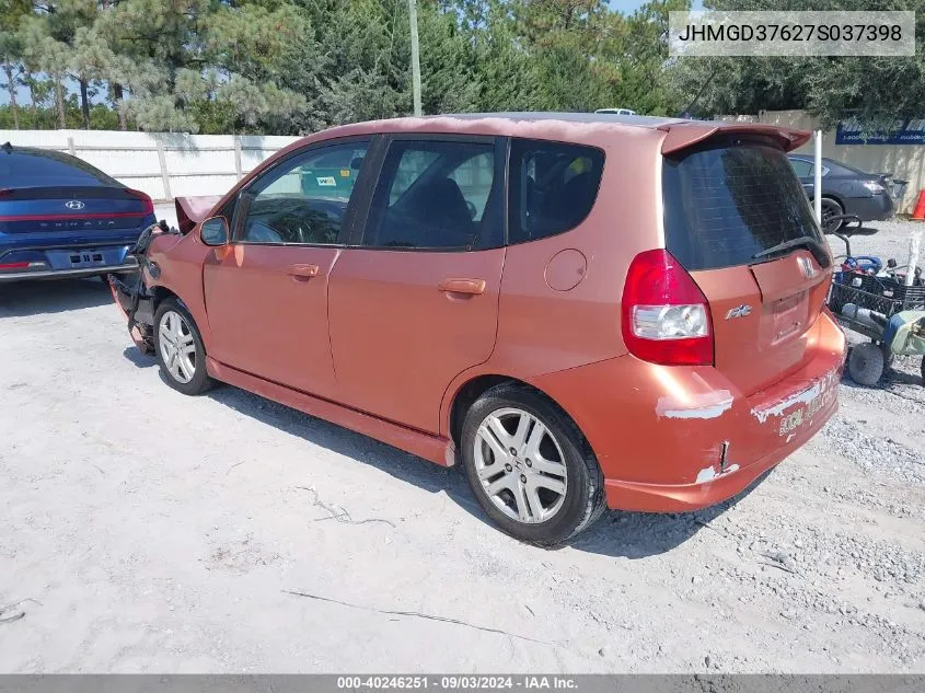 JHMGD37627S037398 2007 Honda Fit Sport