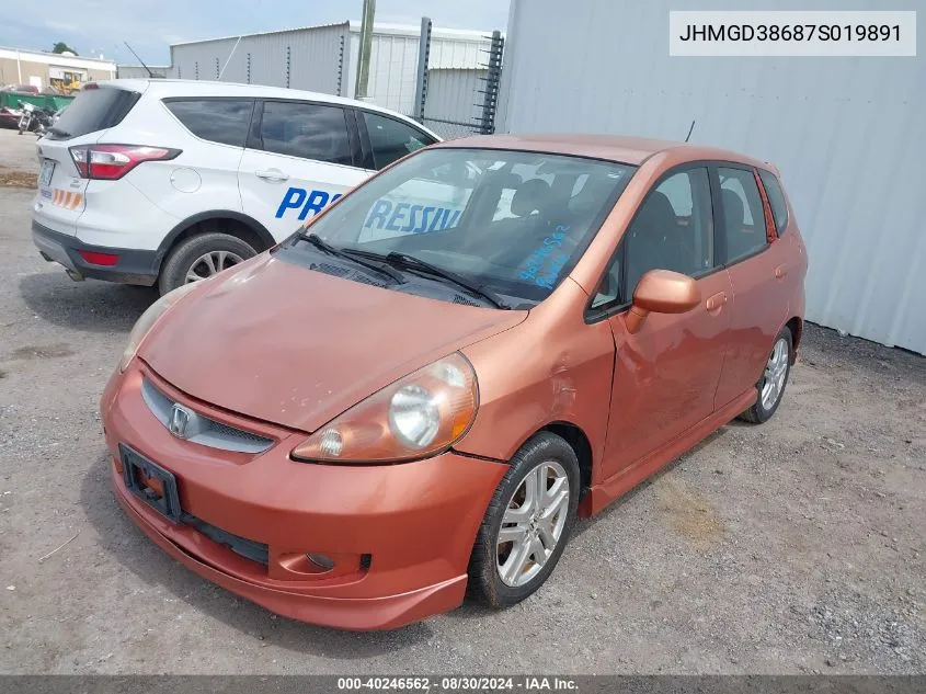 2007 Honda Fit Sport VIN: JHMGD38687S019891 Lot: 40246562